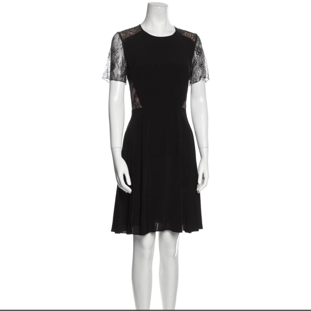 Jason Wu Black with Lace Trim Midi Dress